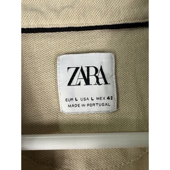 Zara Shirt Mens Large Button Up Beige Floral Hawaiian Casual Short Sleeve - Picture 3 of 3